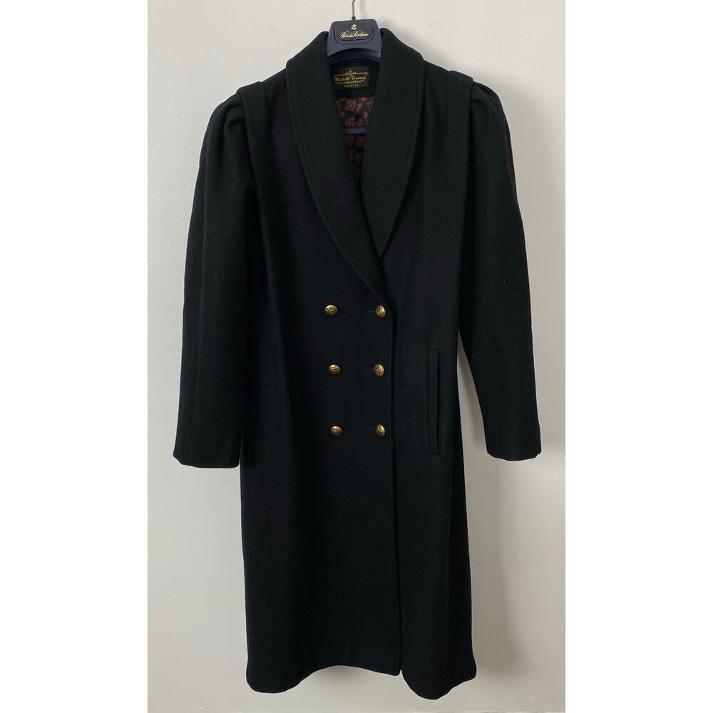 VTG 80s Women Michelle Francois USA gold double breasted full length overcoat L